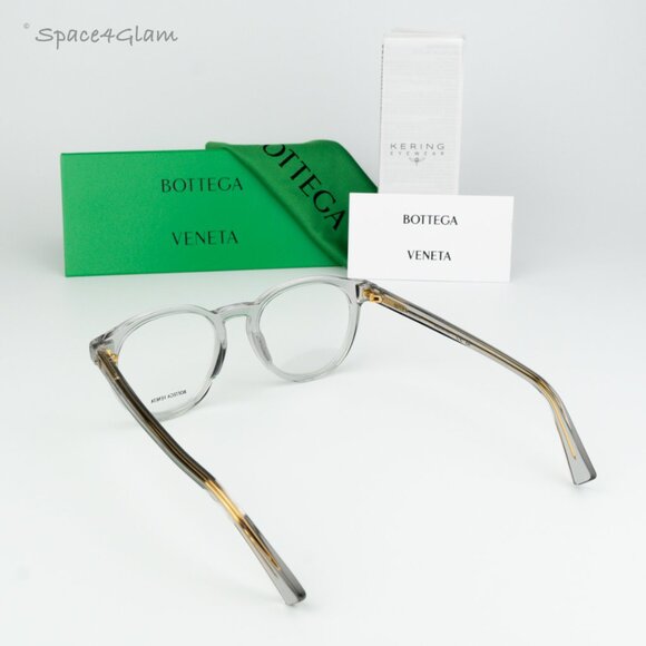 BRAND NEW Bottega Veneta BV1225O 007 Grey Demo Oval Unisex Eyeglasses - Picture 1 of 7